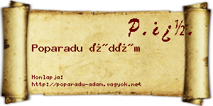 Poparadu Ádám névjegykártya